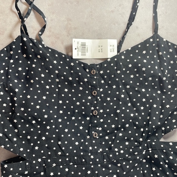 ABERCROMBIE AND FITCH black maxi dress cut out sides NWT smocking pockets XST - Picture 9 of 16